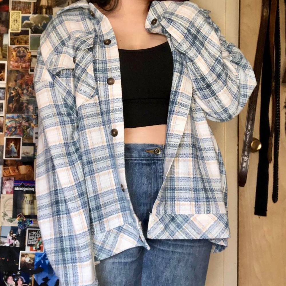 Plaid flannel shacket